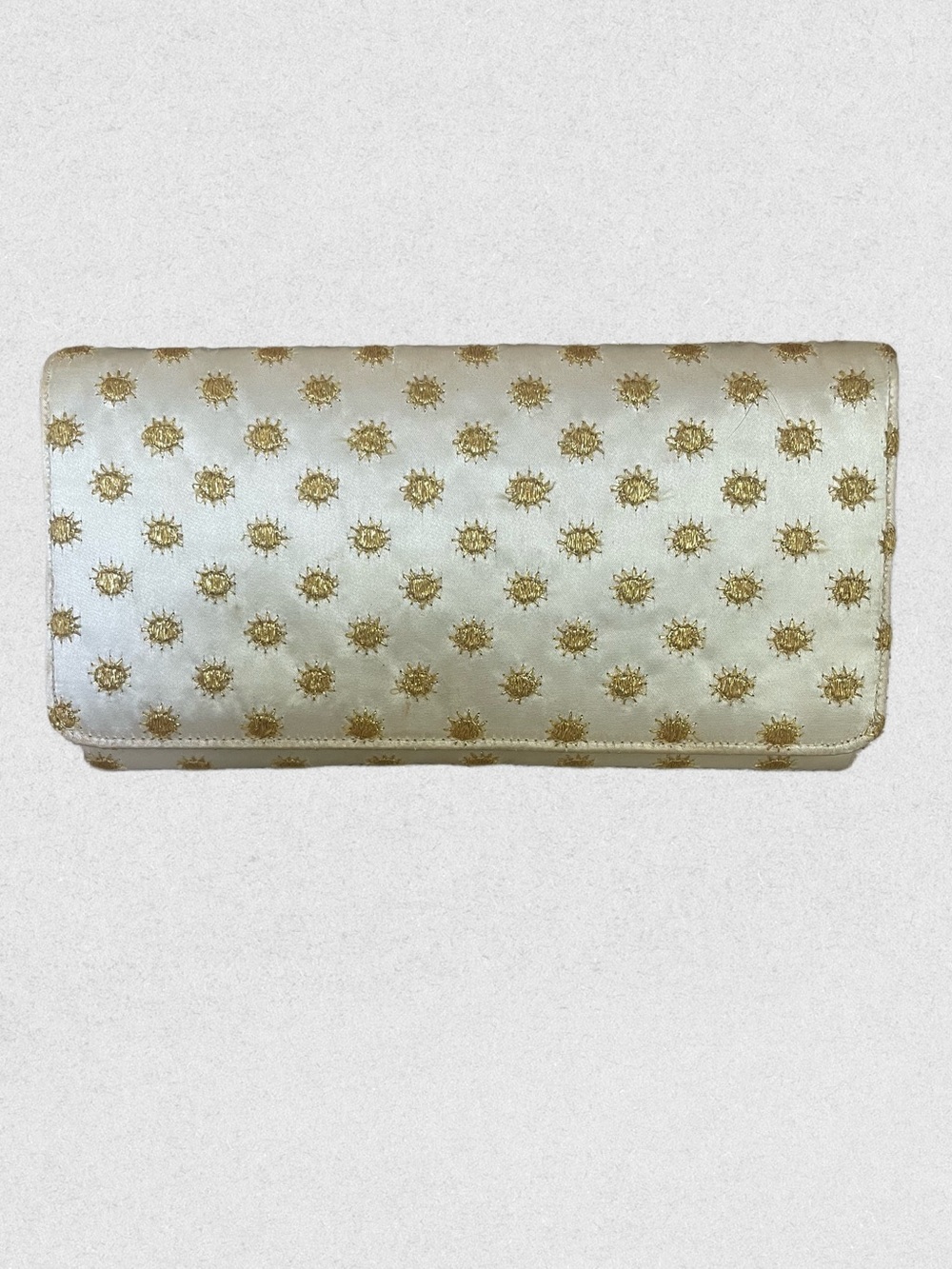 1960s Garag Silk Embroidered Cream Clutch
